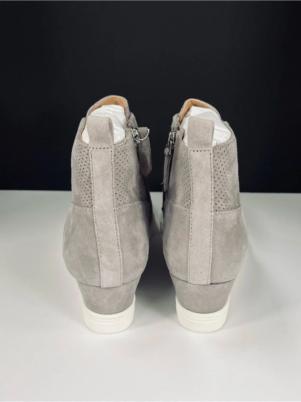 Linea Paolo Women’s Light Gray Perforated Wedge Sneaker Boot Size 7 1/2 M